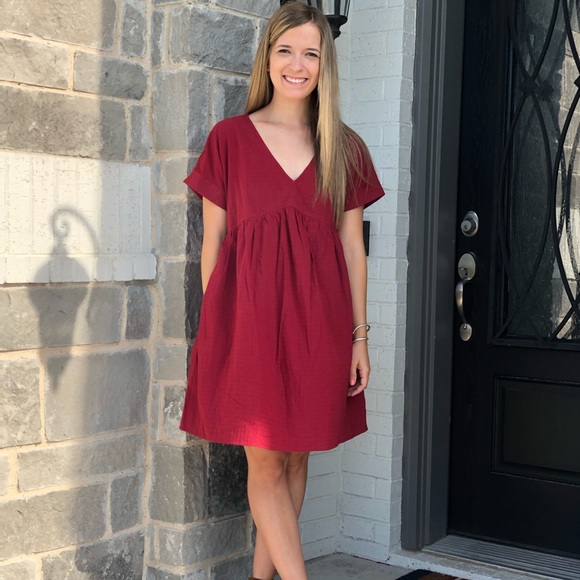 Entro Wine Babydoll Dress - Picture 4 of 4